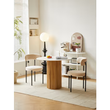 Table Japandi en bois avec plateau effet marbre – BETI