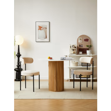 Table Japandi en bois avec plateau effet marbre – BETI