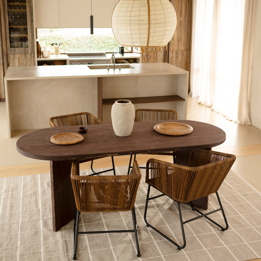 Table à Manger Japandi en Bois de Sapin Marron 200x75cm – Osaka