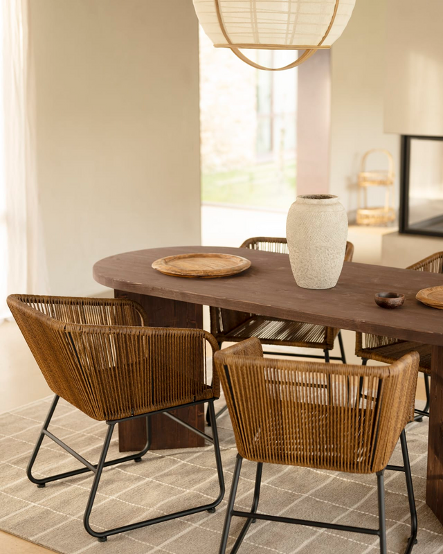 Table à Manger Japandi en Bois de Sapin Marron 200x75cm – Osaka