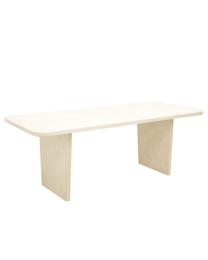 Table de Salle à Manger Japandi en Microciment Blanc Cassé 180x75cm – Bimba