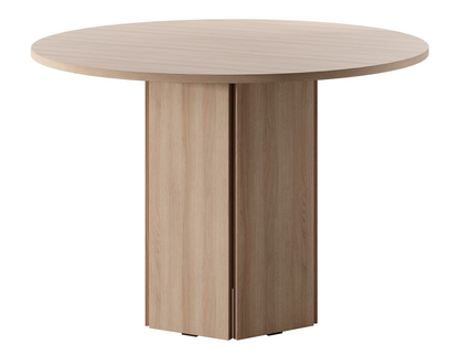 Table à Manger Ronde Japandi aspect bois de chêne beige 110x75 cm – HEXA