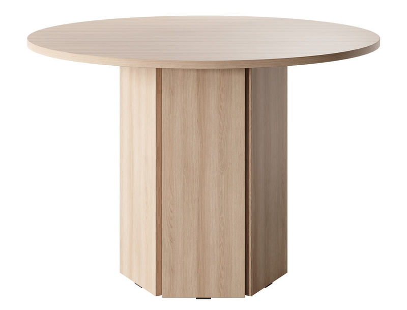 Table à Manger Japandi ronde aspect bois noyer marron 110x75 cm – HEXA