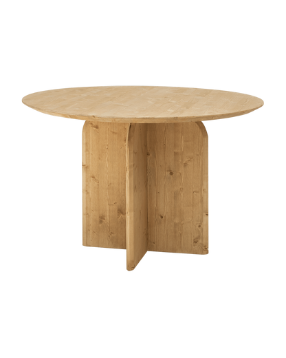Table à Manger Ronde Japandi en Bois de Sapin Marron 110x75,2cm – Bloom