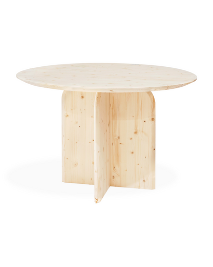 Table à Manger Ronde Japandi en Bois de Sapin Marron 110x75,2cm – Bloom