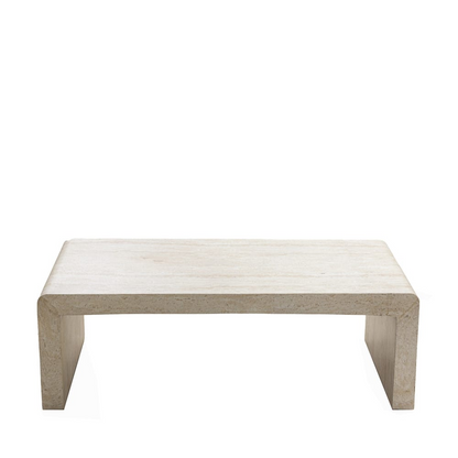 Table Basse Japandi effet travertin 120x55cm beige – Tocoa