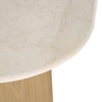 Table Basse Japandi marbre blanc et manguier massif – Travertino