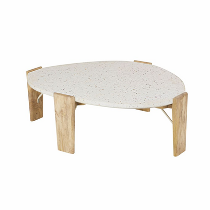 Table Basse Japandi effet terrazzo et bois de manguier – Galto