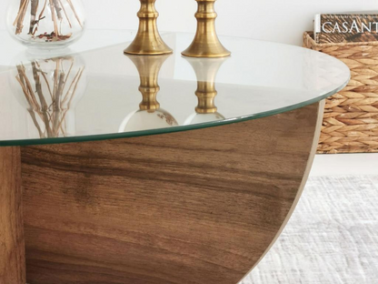 Table Basse Japandi effet bois transparent naturel foncé - Aysun