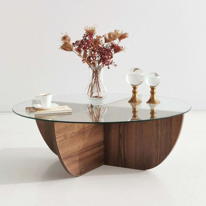 Table Basse Japandi effet bois transparent naturel foncé - Aysun