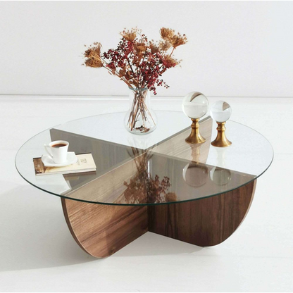 Table Basse Japandi effet bois transparent naturel foncé - Aysun