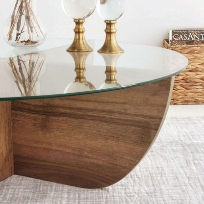 Table Basse Japandi effet bois transparent naturel foncé - Aysun