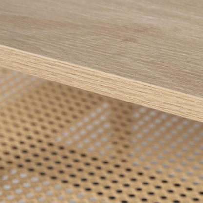 Table Basse Japandi bois et cannage ovale bois clair – Ellos
