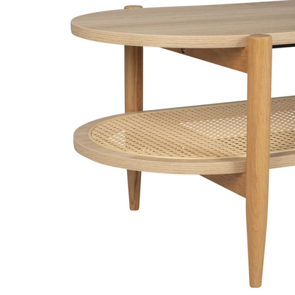 Table Basse Japandi bois et cannage ovale bois clair – Ellos