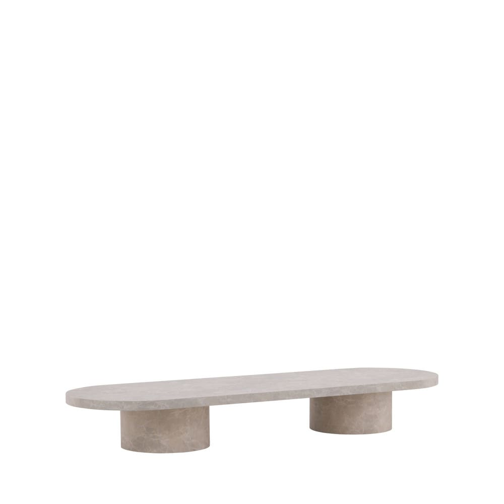Table Basse Japandi ovale effet marbre 190x60cm – Narvik