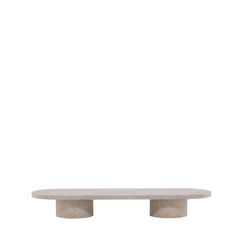 Table Basse Japandi ovale effet marbre 190x60cm – Narvik