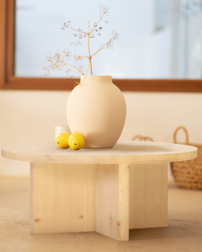 Table Basse Japandi ronde sapin vieilli Ø60x33,2cm – Tokyo i