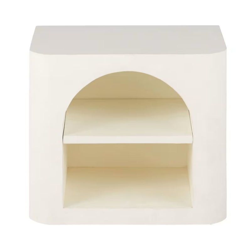 Table de Chevet Japandi blanche avec niche et étagère – Sartene