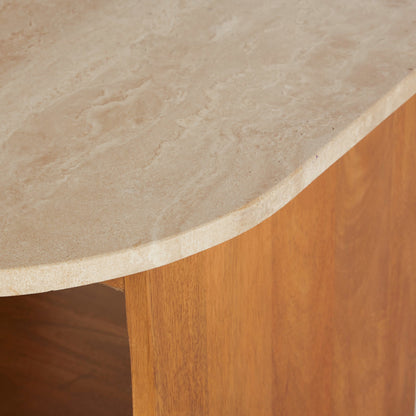 Table de Chevet Japandi vintage en travertin – Travine