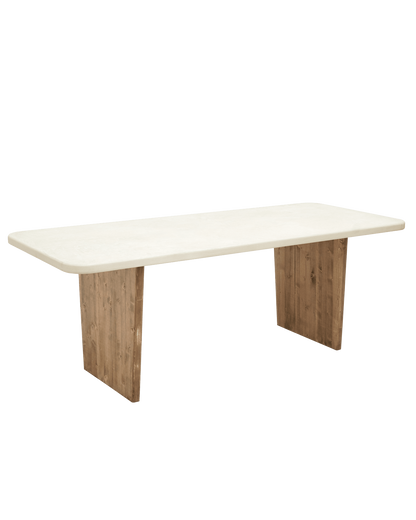 Table de Salle à Manger Japandi en Microciment Blanc Cassé 180x75cm – Bimba