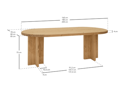 Table de Salle à Manger Ovale Japandi en Microciment Blanc Cassé 180x75cm – Tokyo