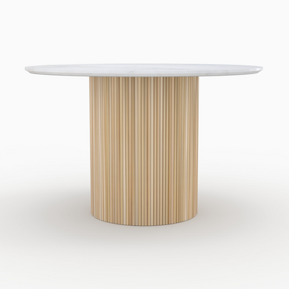 Table Ronde Japandi en marbre et manguier 4 personnes D120 – Agathe