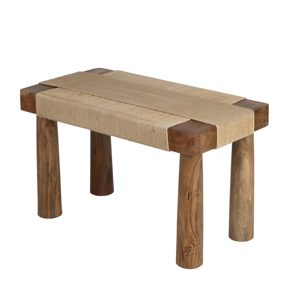 Tabouret Japandi en acacia massif et corde beige – Petiti