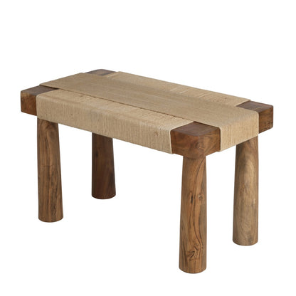 Tabouret Japandi en acacia massif et corde beige – Petiti