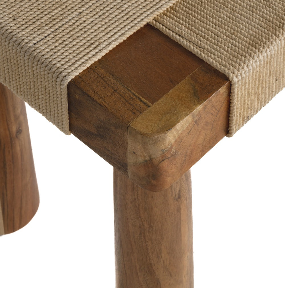 Tabouret Japandi en acacia massif et corde beige – Petiti