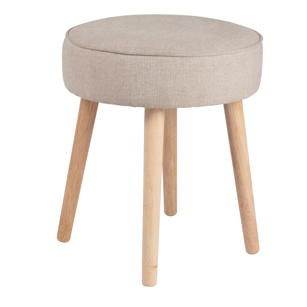 Tabouret Japandi gris avec pieds en hévéa – Sumis