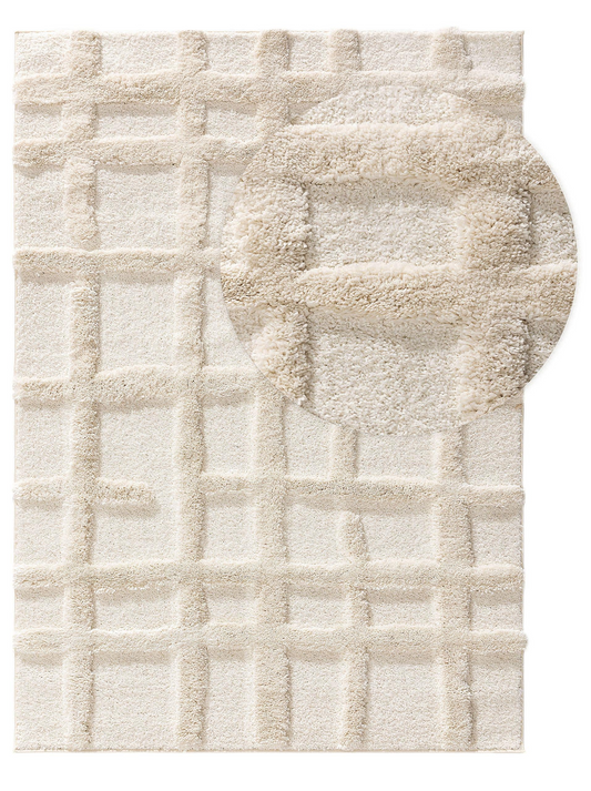 Tapis à poils longs Japandi crème 80x150 – Tibo