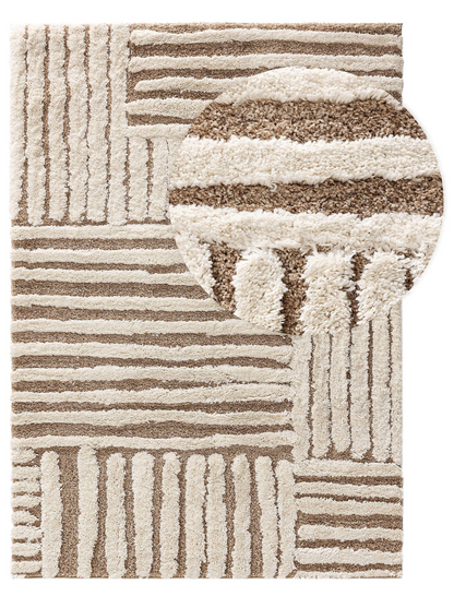 Tapis à poils longs Japandi crème/beige 160x230 – Tibo