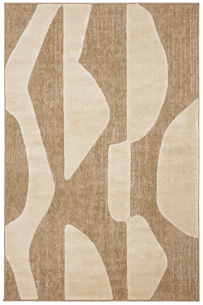 Tapis Japandi aspect jute graphique en relief blanc 160x230 cm – Palma