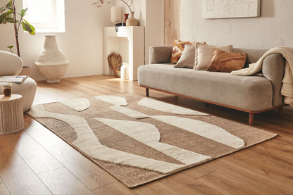 Tapis Japandi aspect jute graphique en relief blanc 160x230 cm – Palma