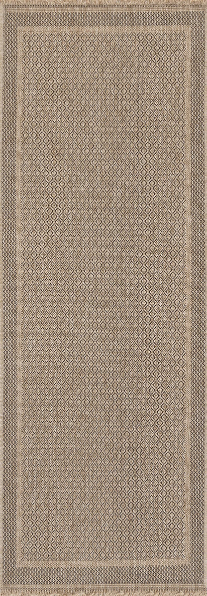 Tapis Japandi jute beige noir 80x220 - PENNY