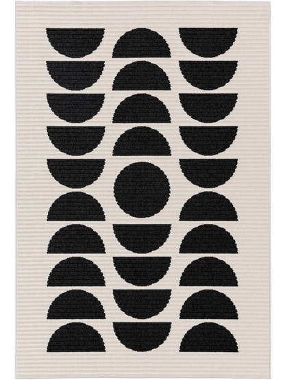 Tapis Noir et Blanc Japandi d'extérieur & intérieur 120x170 – Taro