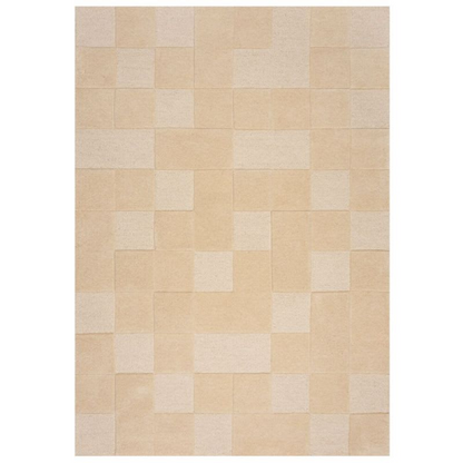 Tapis en laine beige Japandi 120 x 170 - Checkerboard