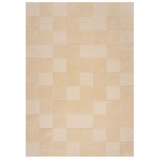 Tapis en laine beige Japandi 120 x 170 - Checkerboard