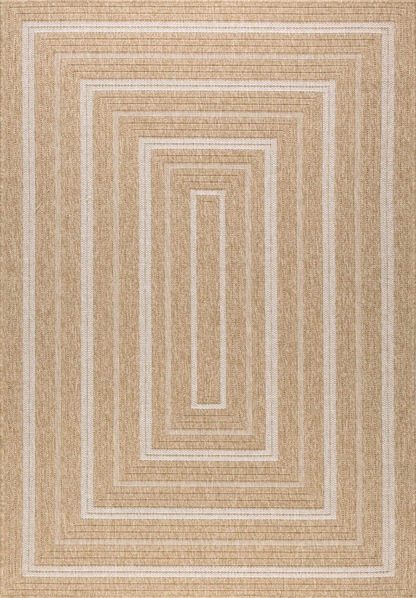 Tapis Intérieur Extérieur Japandi effet jute motif rectangulaire blanc 120x170 - NATURE