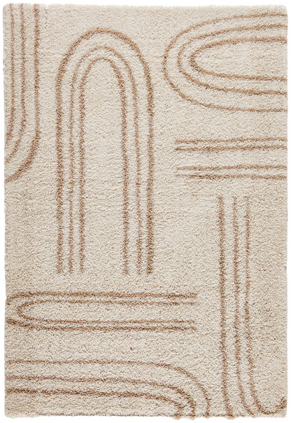 Tapis shaggy Japandi à motif graphique beige 120x160 cm – Olympe