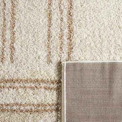 Tapis shaggy Japandi à motif graphique beige 120x160 cm – Olympe