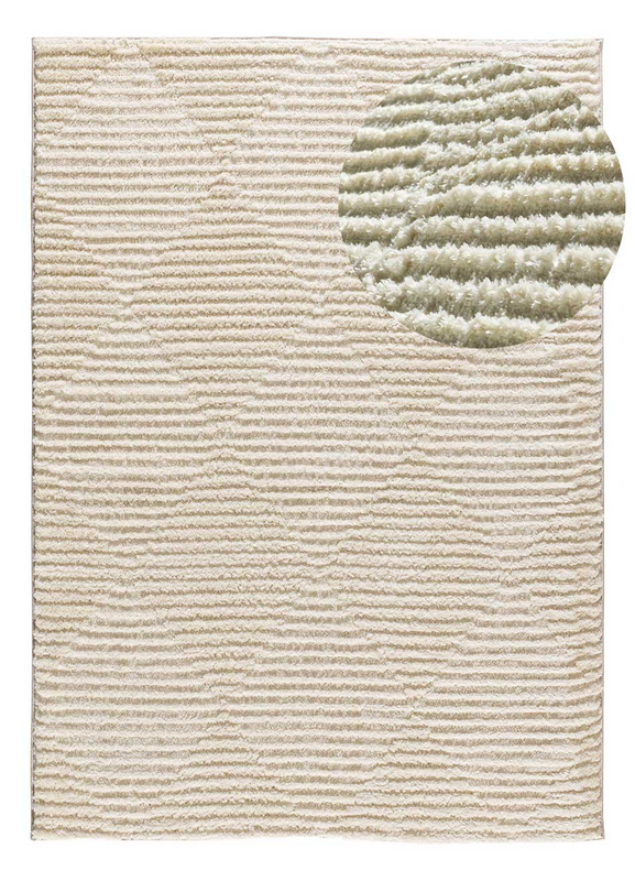 Tapis shaggy Japandi de style scandinave avec relief crème 160x230 cm – Lima