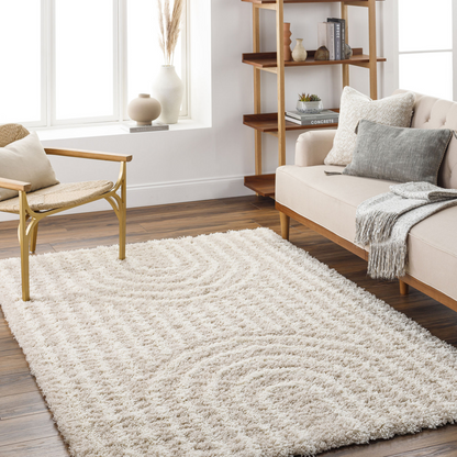 Tapis Shaggy Japandi scandinave blanc/beige 160x220 – Christina
