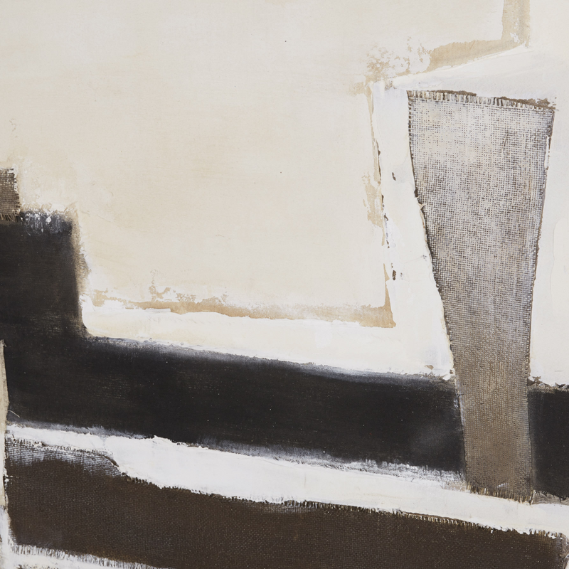 Toile Abstraite Japandi écrue et taupe 90x120 – SIENNA