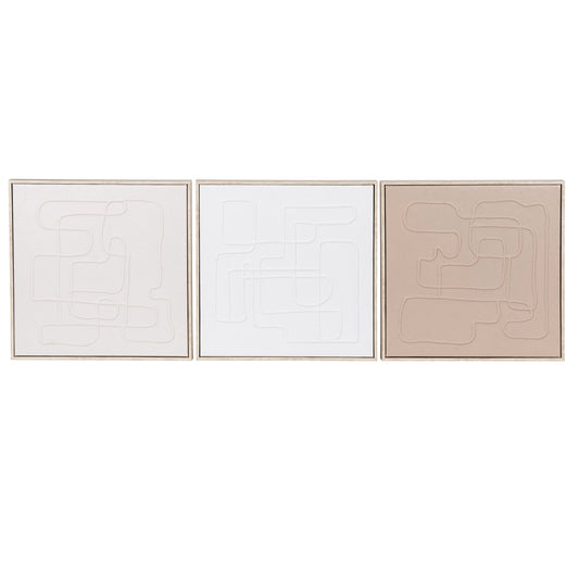 Tableaux Japandi en relief marron beige et blanc x3 – NALON