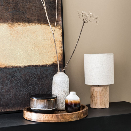 Vase Japandi en grès écru moucheté H19 - FLOYEN