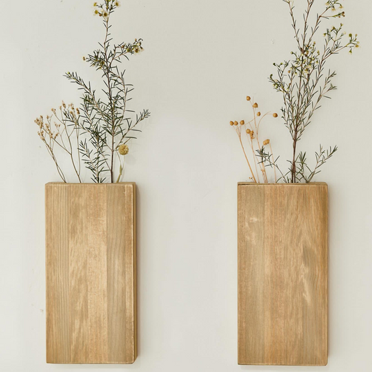 Vase mural en bois Japandi 2 unités – Koen